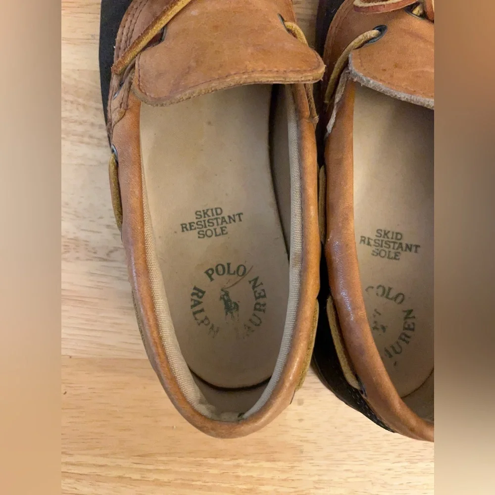 Vintage- Polo by Ralph Lauren Tan Leather and Dark Brown Suede Boat Duck Shoes